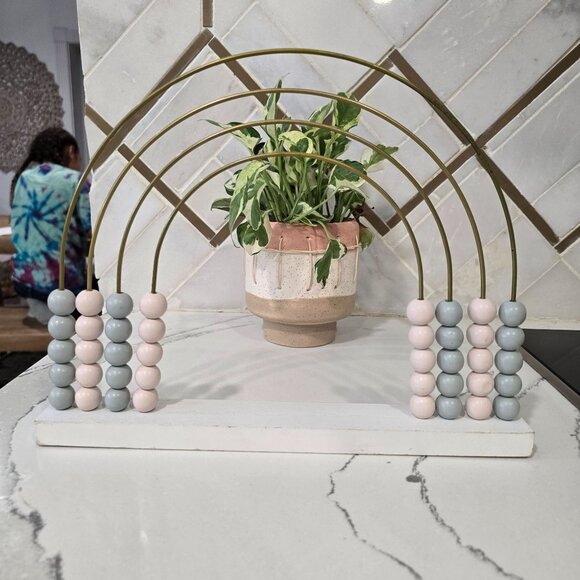 Pastel Wooden Bead Abacus Table Decor rainbow pastel montessori - Picture 4 of 6